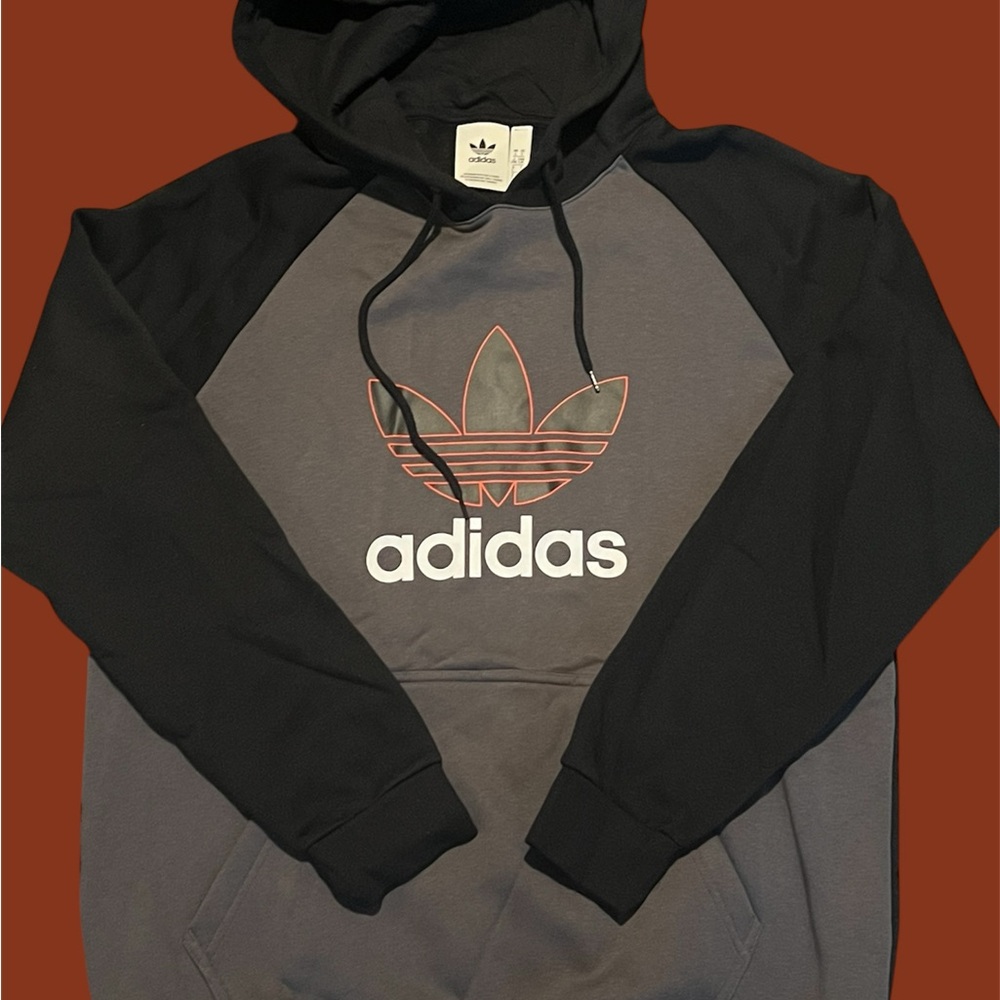 Adidas Men's Black and Gray Trefoil Hoodie